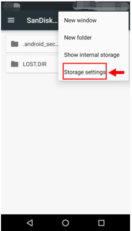 haga clic en Configuración de almacenamiento