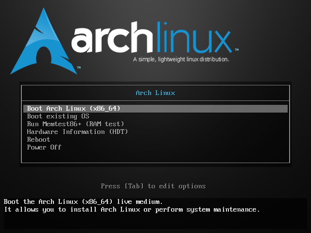 Arrancar Arch Linux (x86_64)