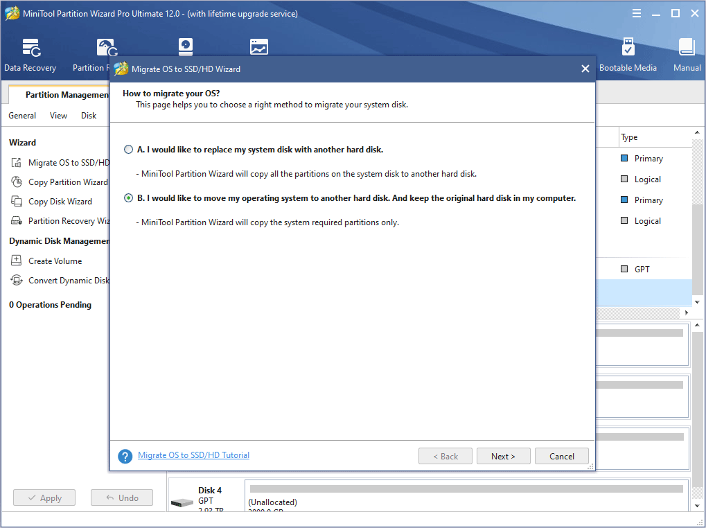 elija el método correcto para migrar el disco del sistema