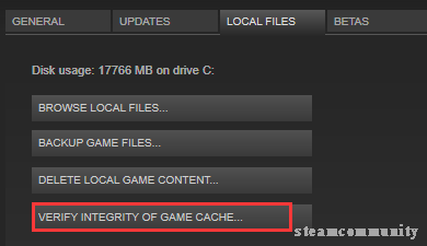 Verifique la integridad del cache del juego