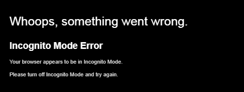 error modo incognito Netflix