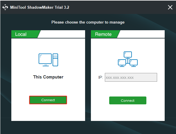 haga clic en Conectar debajo de Esta computadora