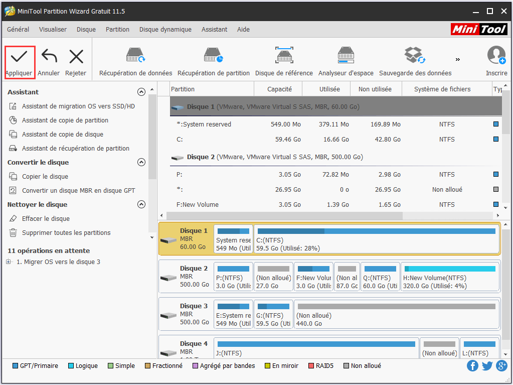 cliquez sur Appliquer pour confirmer