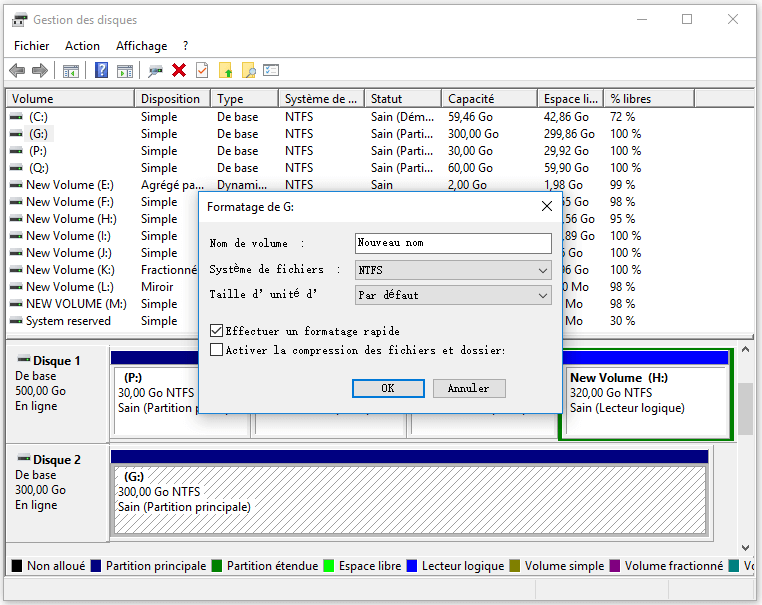 formatage du lecteur USB protégé en écriture via la gestion des disques