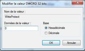modifie la clé writeprotect en 0