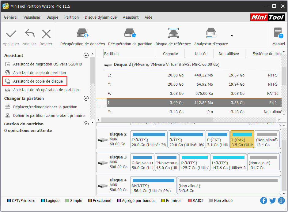 Sélectionnez Assistant de copie de disque