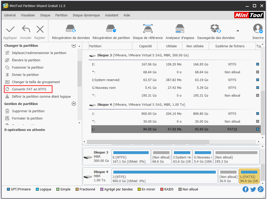 Choisissez Convertir FAT en NTFS