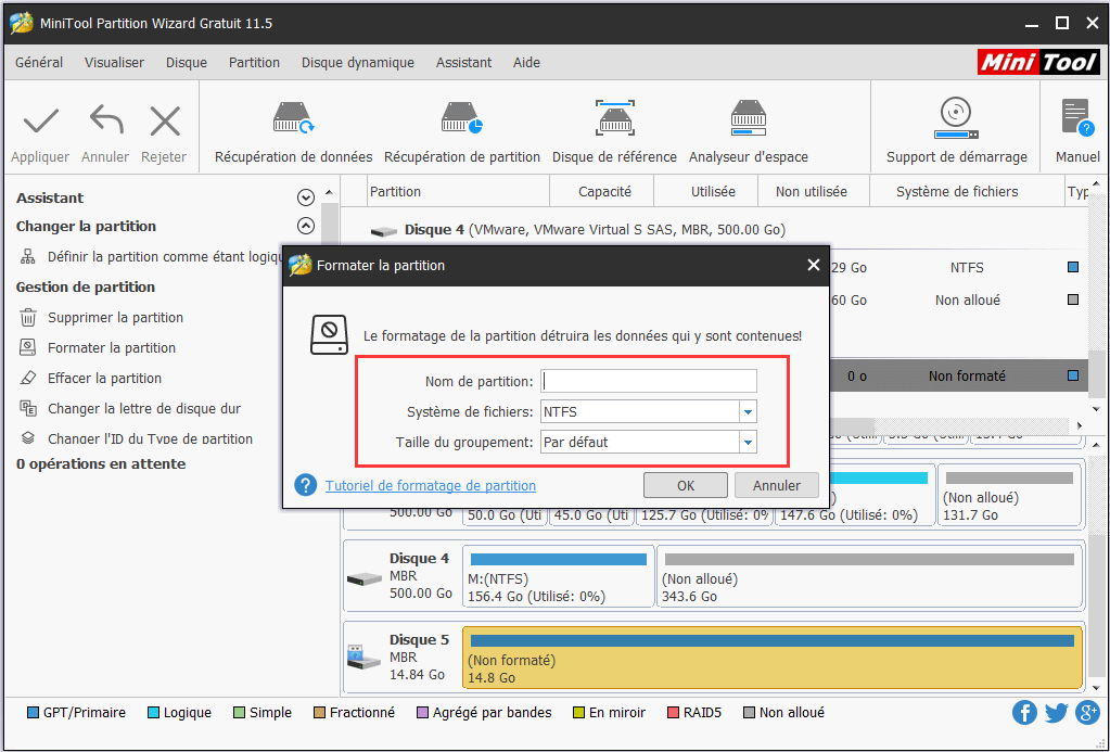 Formater la partition