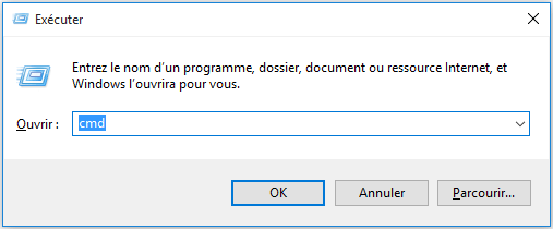 Exécutez cmd
