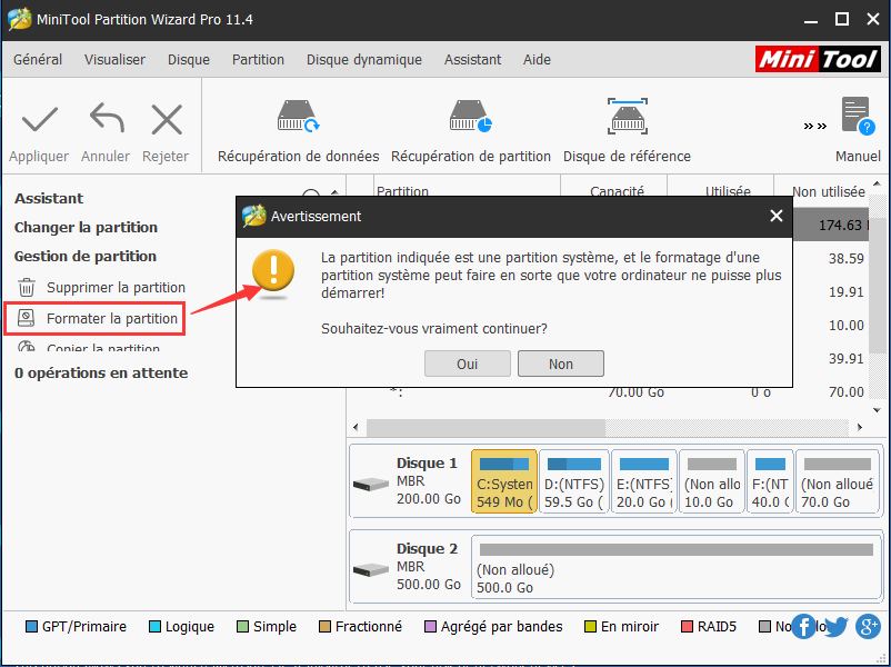 choisissez Formater la partition