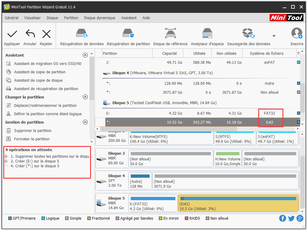 cliquez sur Appliquer pour effectuer toutes les modifications