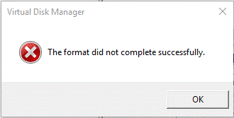 « Le formatage n'a pas réussi »