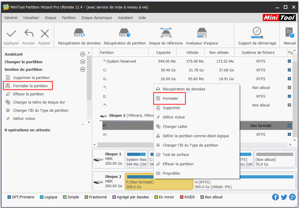 cliquer sur « Formater la partition »