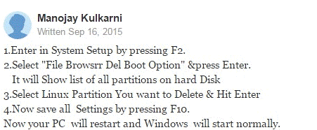 vous voulez supprimer l'OS Ubuntu dans un système binaire