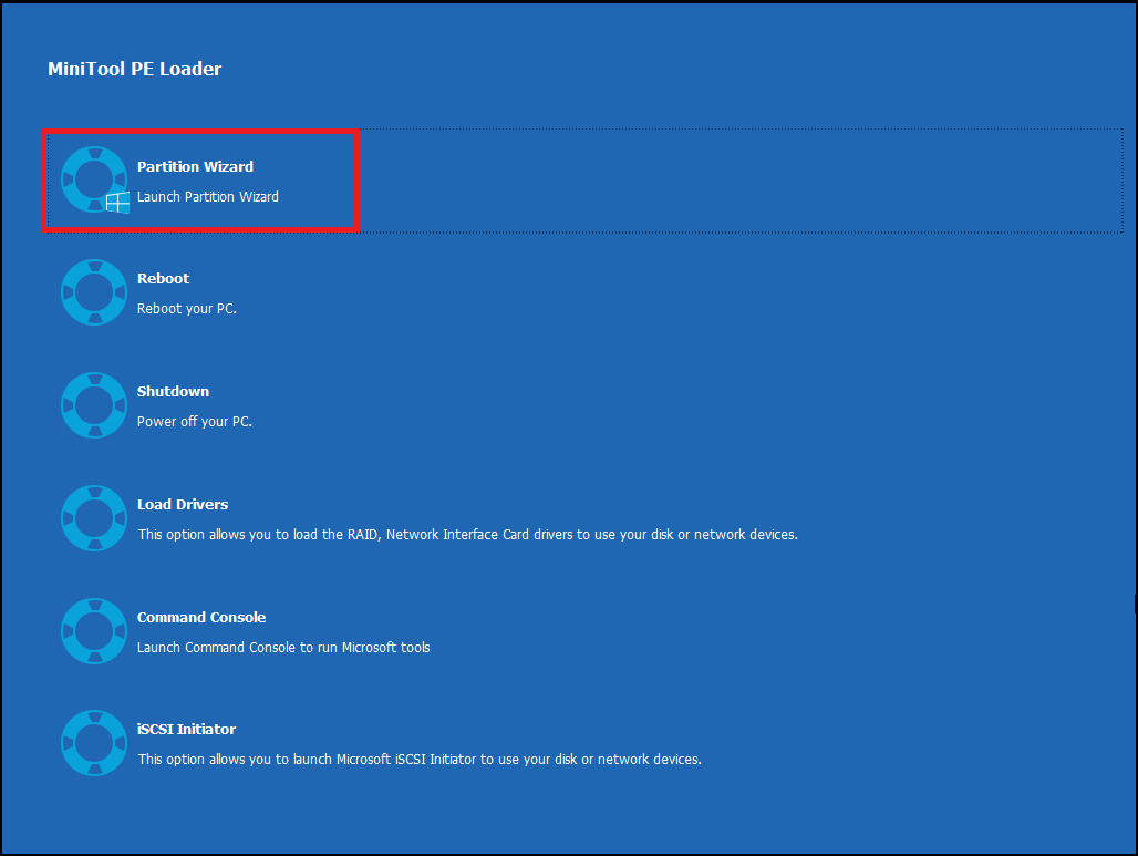 cliquez sur « Partition Wizard » pour lancer cet outil