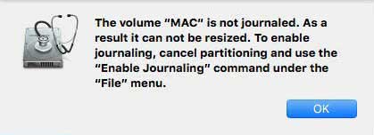 Vous pouvez recevoir l'invite Le volume MAC n'est pas consigné dans un journal.