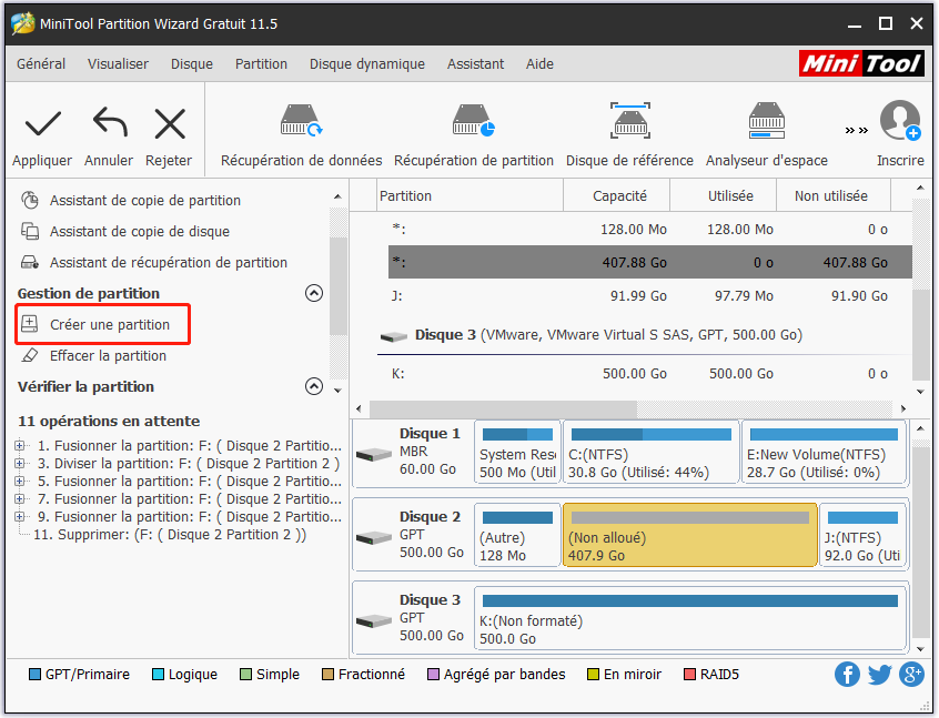  crer une partition