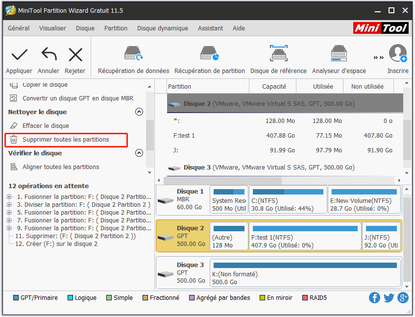 Supprimer toutes les partitions