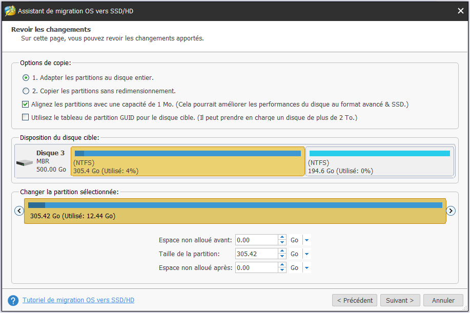 Choisissez ensuite une option de copie en fonction de vos propres besoins et cliquez sur Suivant pour continuer