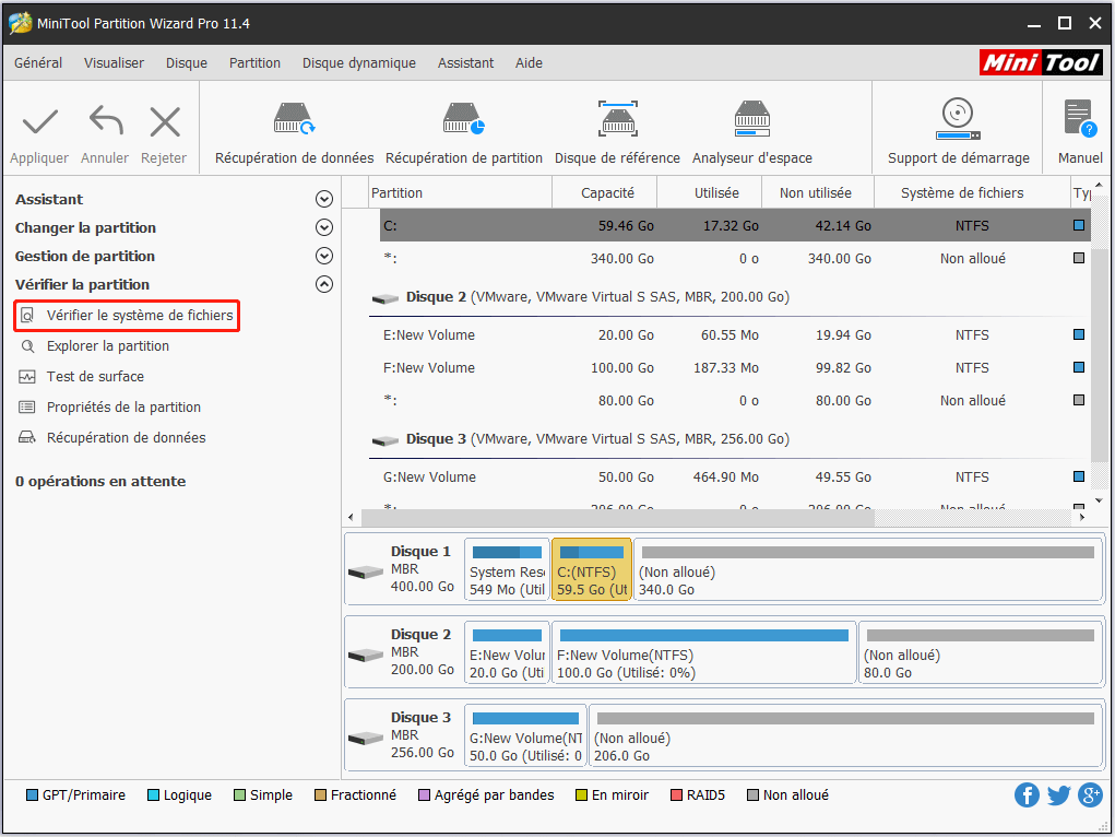 choisissez Vérifier le système de fichiers