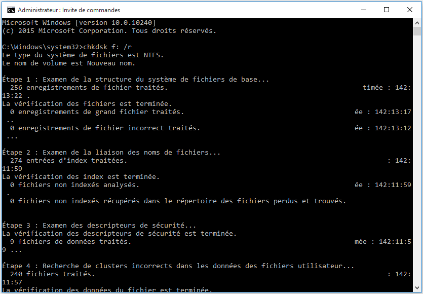 chkdsk f: /r