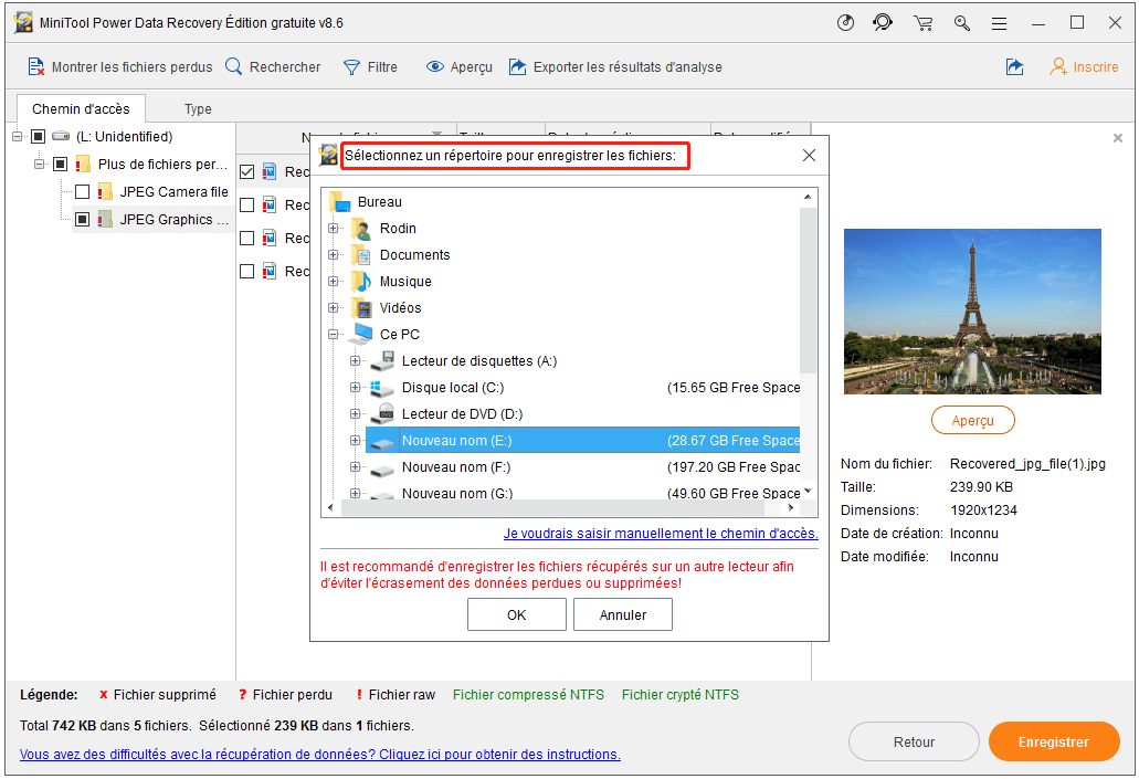 liquez sur le bouton Analyser pour voir une fenêtre de configuration du répertoire