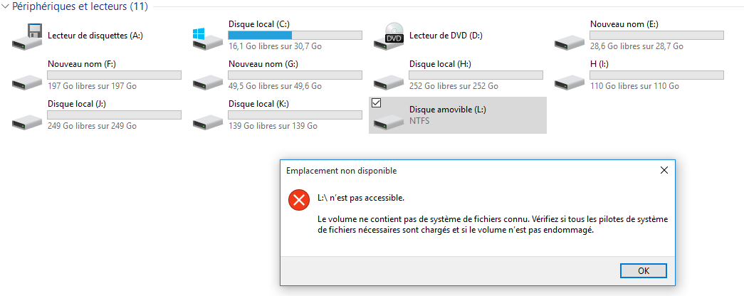 Le périphérique USB n'est pas accessible