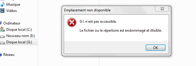 disque inaccessible