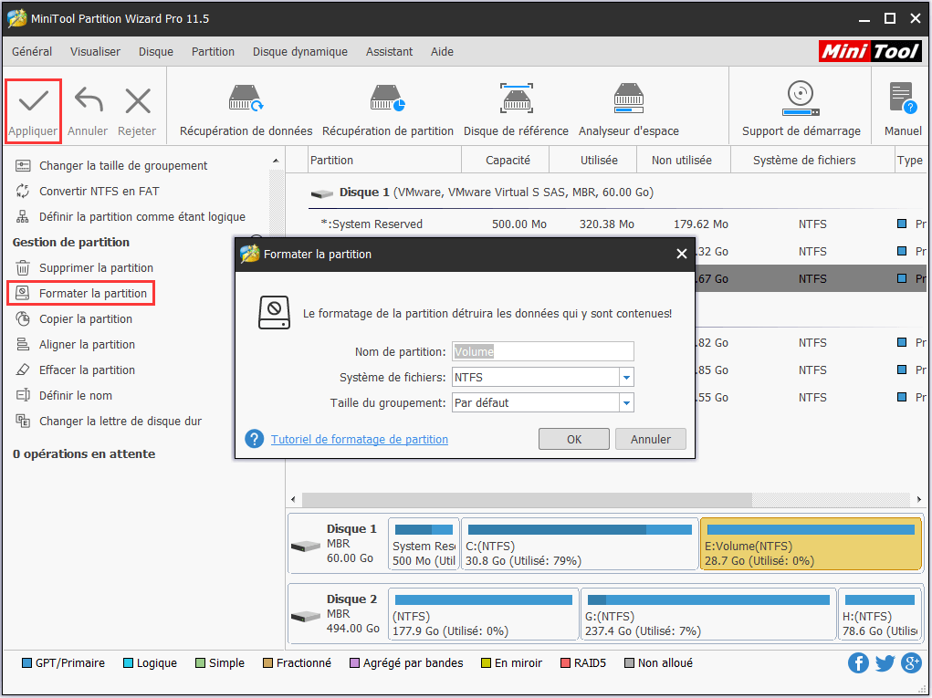 Formater la partition