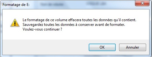 Lisez l'avertissement et cliquez s