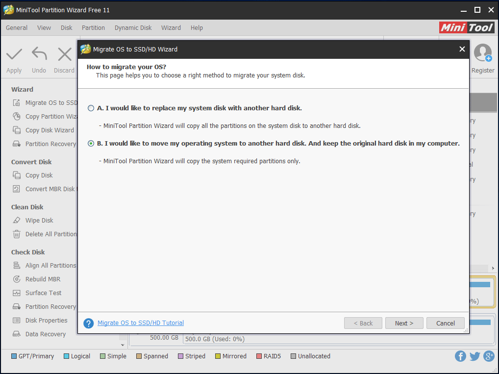 copier uniquement les partitions système requises