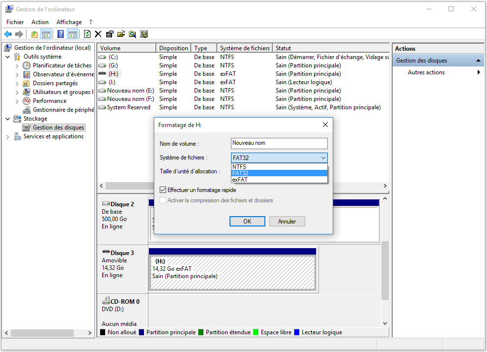  Ici, vous pouvez définir vous-même le nom de la partition, le système de fichiers ainsi que la taille du groupement.