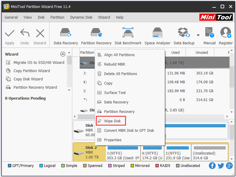 effacement du disque Windows 10/8/7