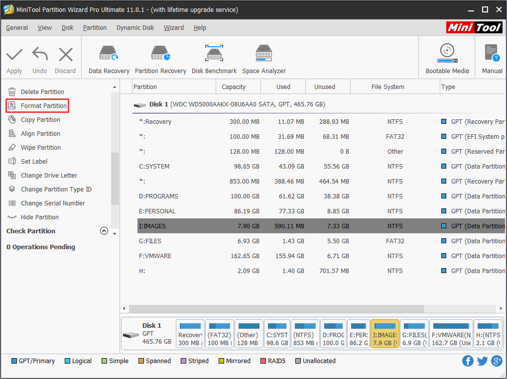 cliquez sur Formater la partition