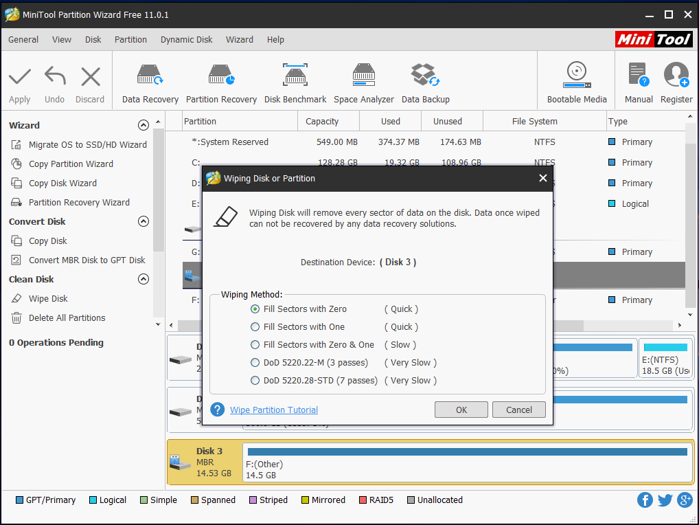 choisissez une méthode d'essuyage