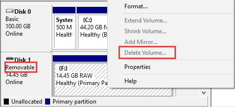 supprimer le volume grisé sur une clé USB