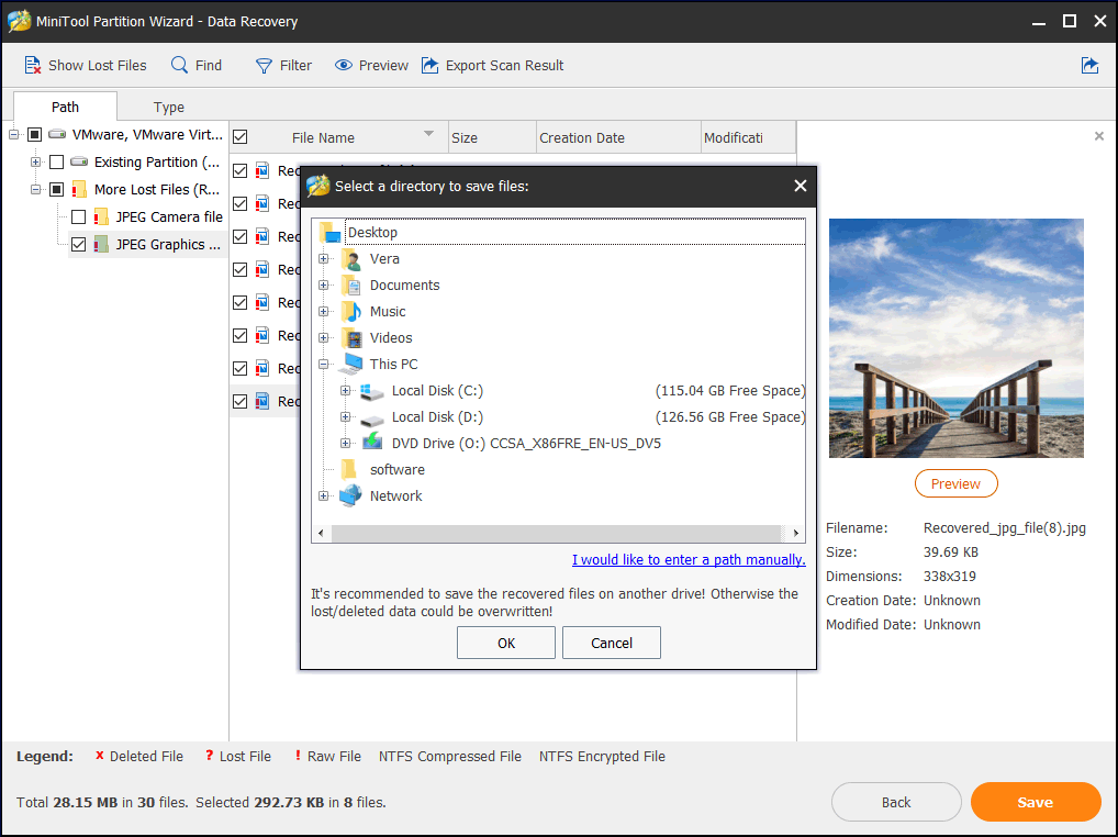 récupérer les fichiers de la partition avec le format n'a pas terminé l'erreur