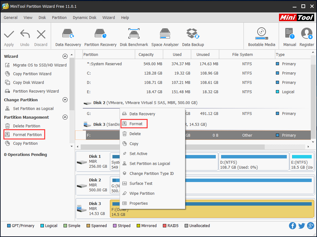 formater une partition avec MiniTool Partition Wizard