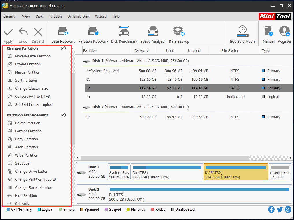  Interface principale de l'Assistant de partition MiniTool