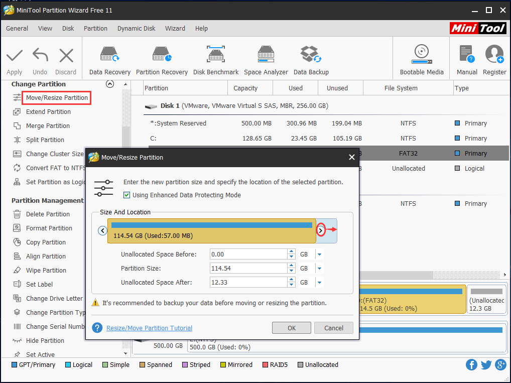  redimensionner la partition Windows 10