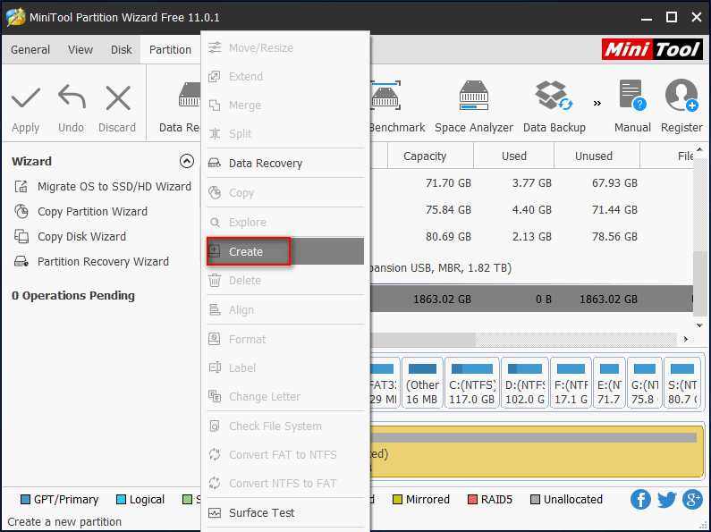 Créer une partition