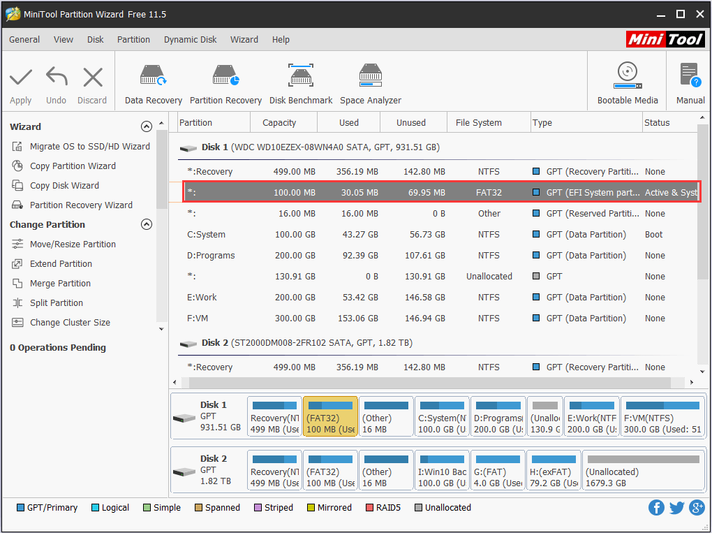 Partition système EFI