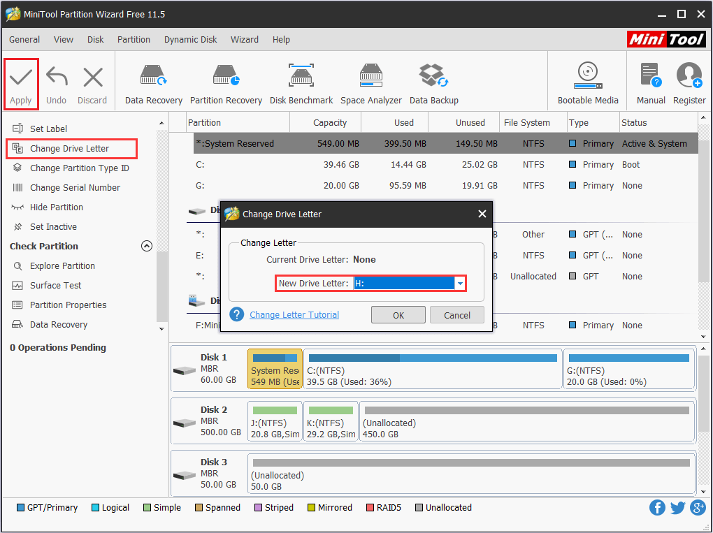 ajouter une lettre de lecteur pour la partition réservée au système