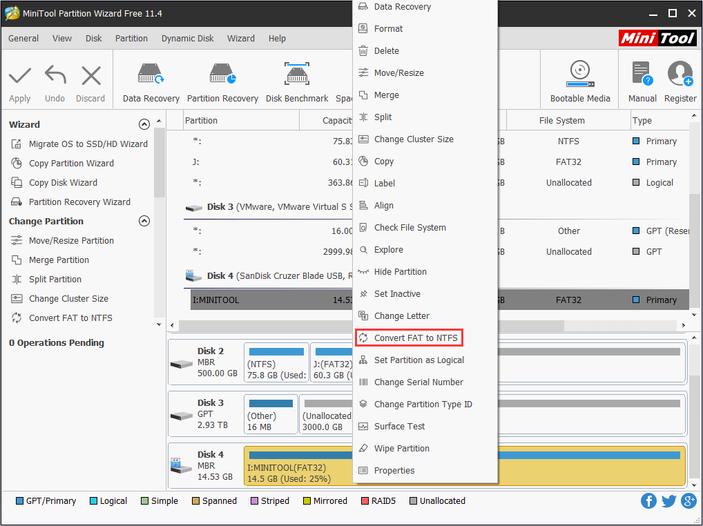 activer Convertir FAT en NTFS