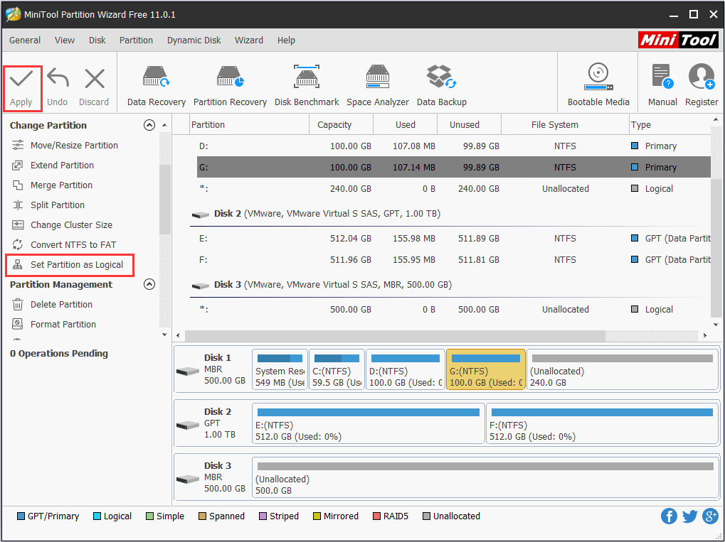 convertir la partition principale en logique