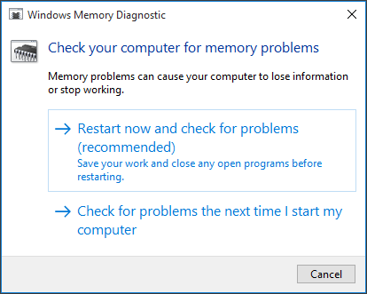 utiliser le diagnostic de mémoire Windows pour rechercher des problèmes