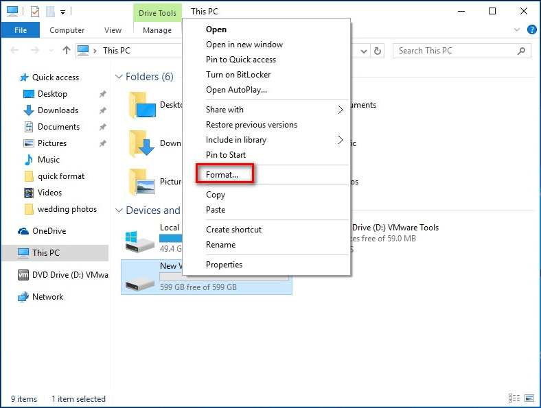 formater la partition sous Windows