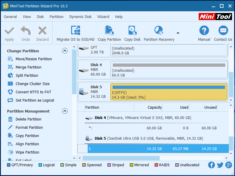 sélectionner la partition cible