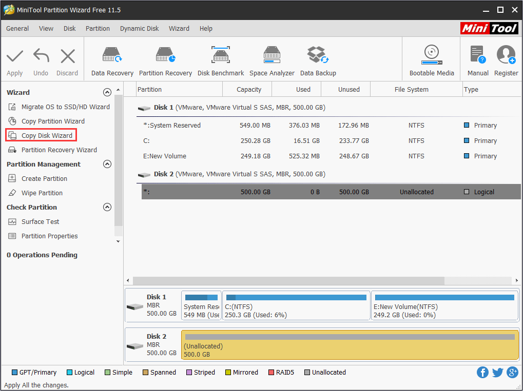 cliquez sur Copier le disque