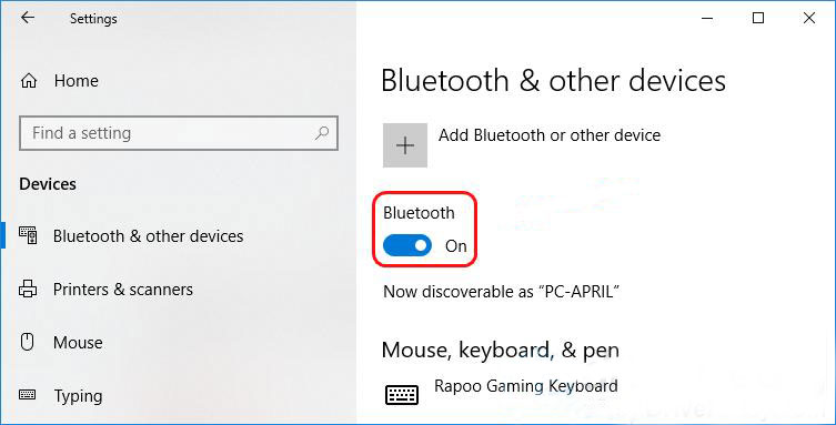 désactiver Bluetooth sur Windows 10